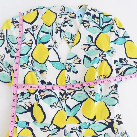 Draper James Lemon Orchard Love Circle White & Yellow Fit & Flare Dress 12 - Picture 5 of 15